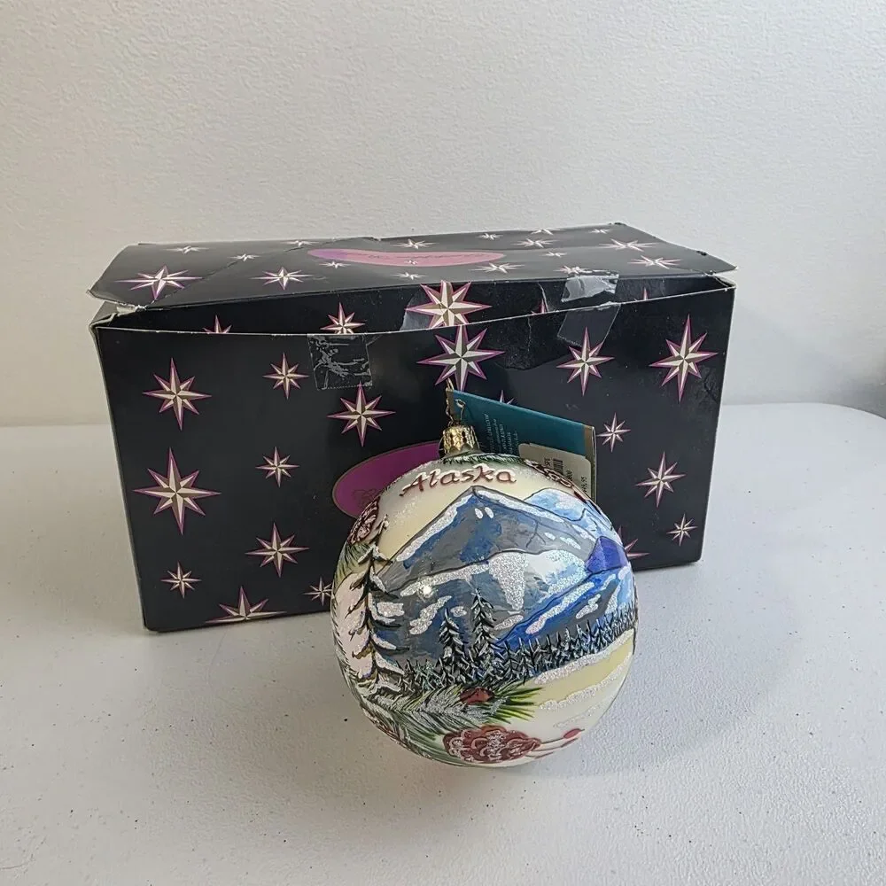 Christopher Radko Large Ball Ornament Very Rare HTF Alaska Box Handpainted New
